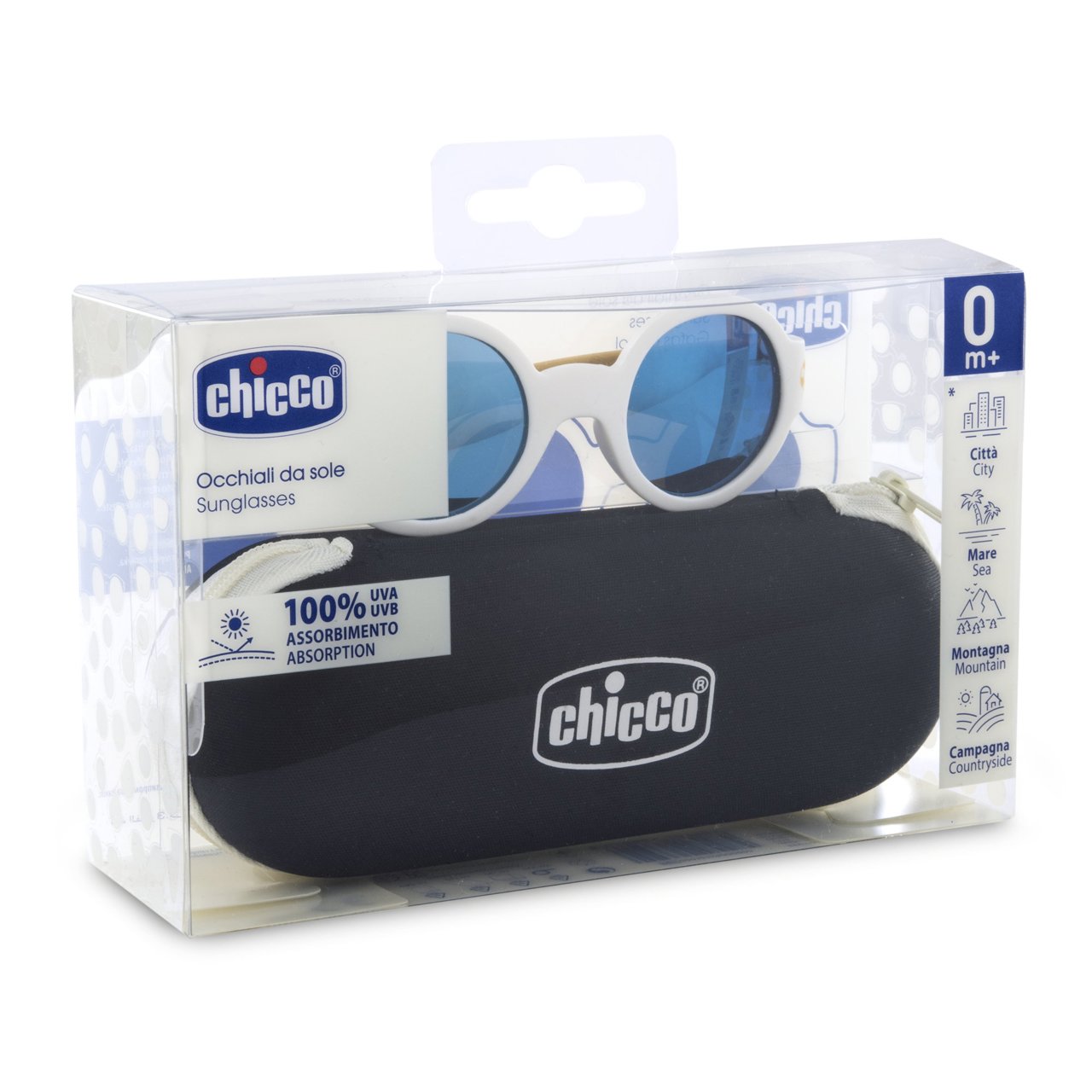 Chicco Sunglasses with Mirrored Lenses, White, 0M+ (ref. Ch.Ocu12730000000) - Healtsy