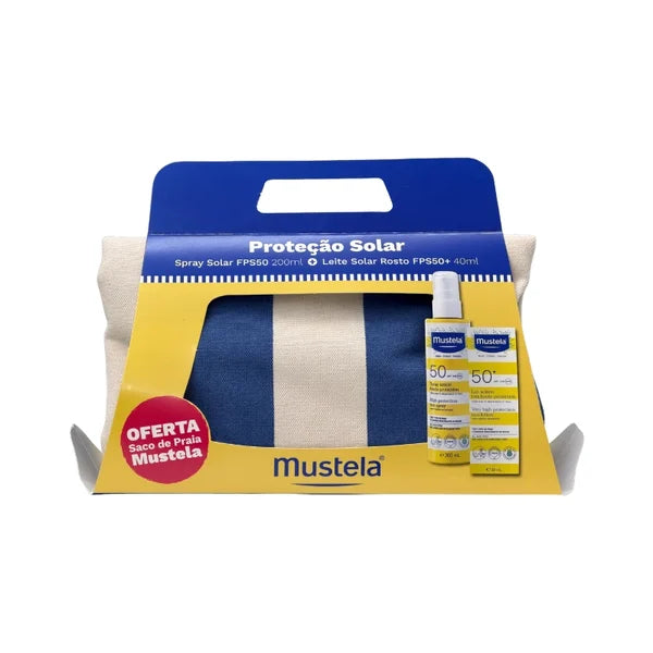Mustela Sunscreen Spray SPF50 200ml + Face Lotion + Free Beach Bag - Healtsy