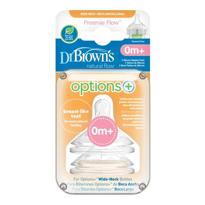 Dr Browns Premature Wide Silicone Teat_ 0months+ (x2 units) - Healtsy