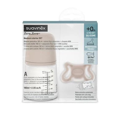 Suavinex Zero Startset Pacifier + Bottle 180ml Medium - Healtsy