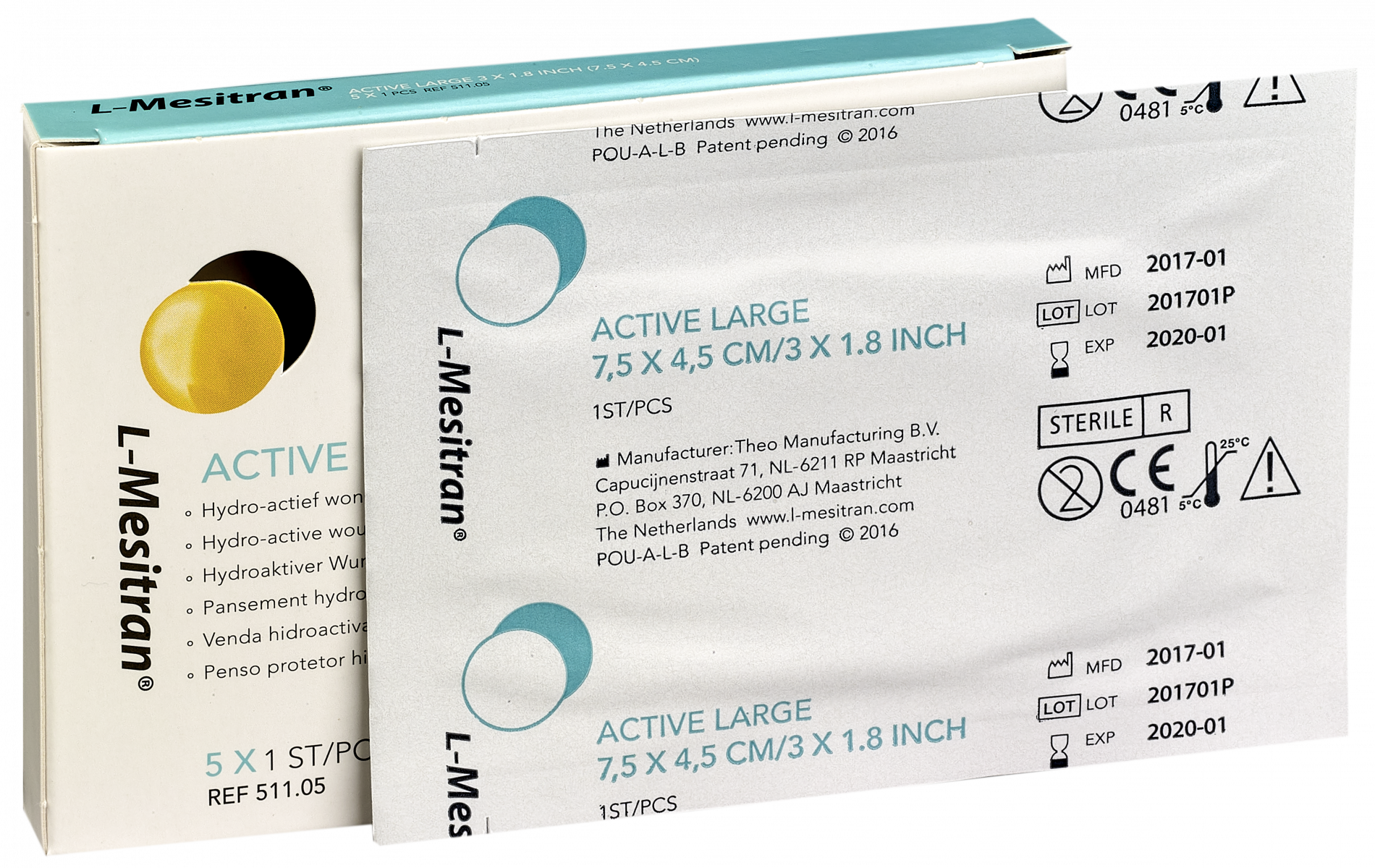 L-Mesitran Active Large Dressing 7.5 x 4.5cm  (5 units)