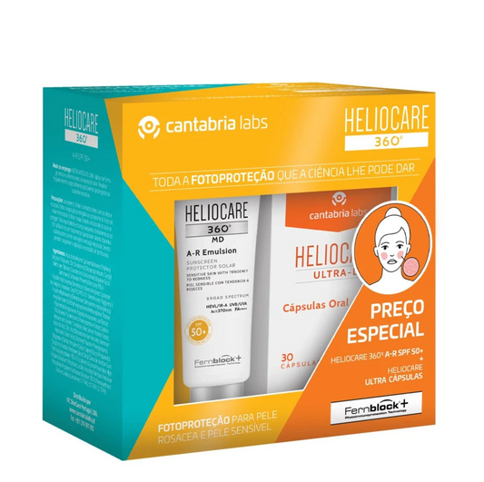 Heliocare 360 Md A-R Emulsion + Heliocare Ultra D (x30 capsules) Pack - Healtsy