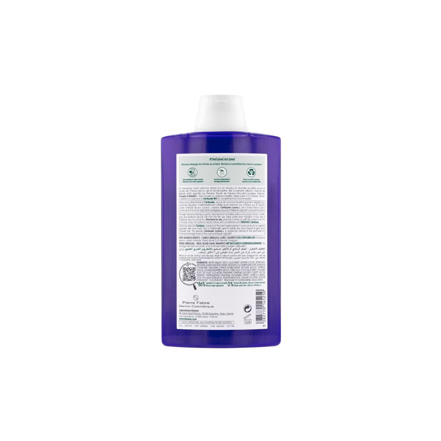 Klorane Capillary Shampoo Centaureas Blues - 400ml - Healtsy