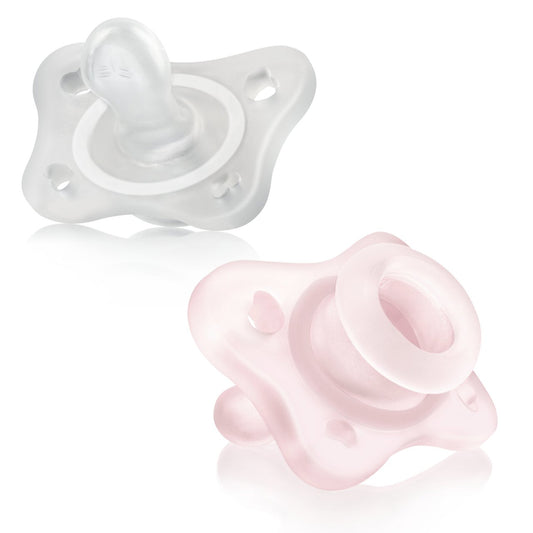 Chicco Mini Soft Pacifier_ Pink_ 0-2M (Double Pack) - Healtsy