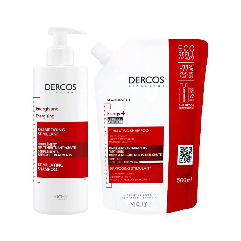 Dercos Stimulating Shampoo (Pack 400ml + Refill 500ml) - Healtsy