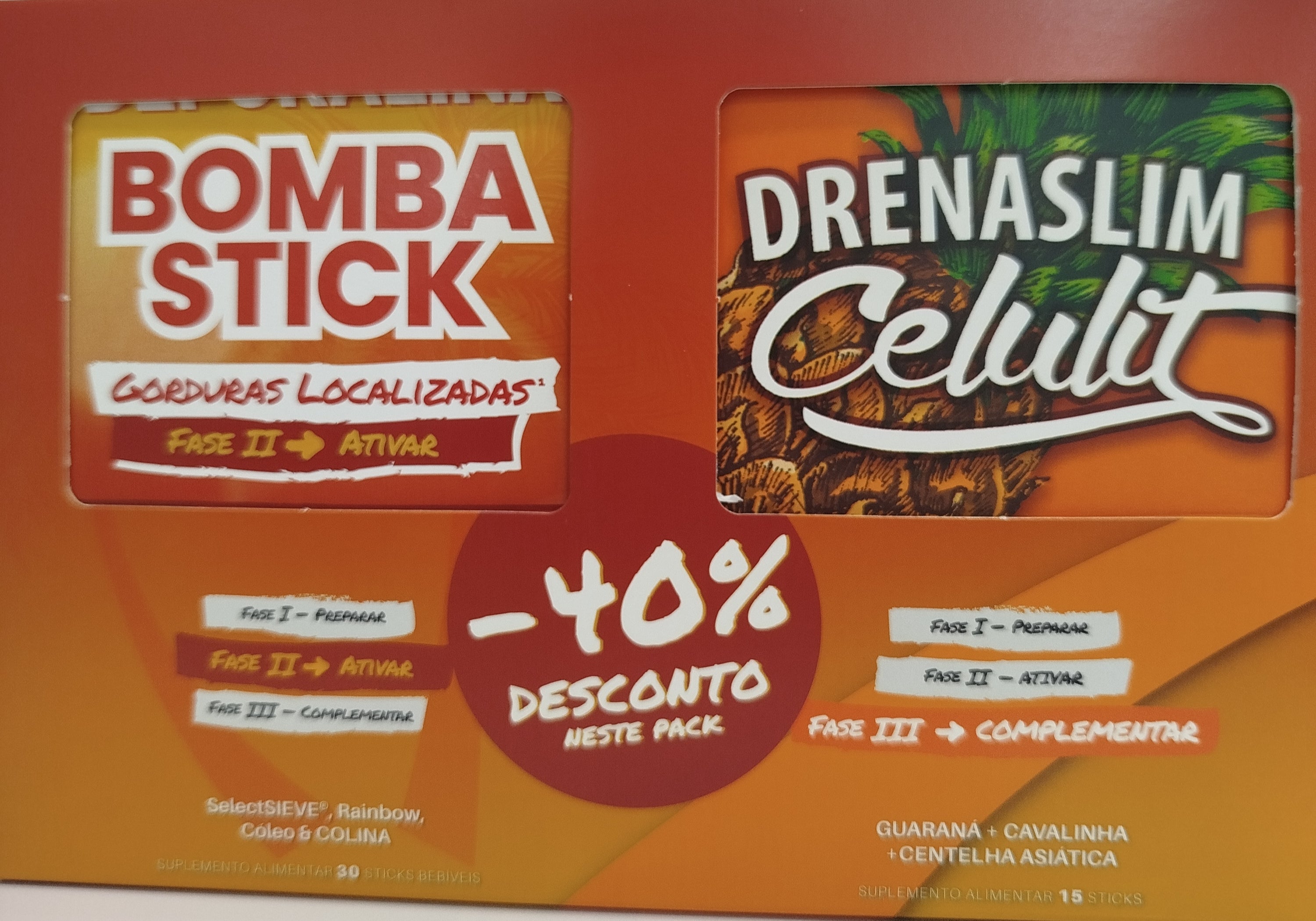 Depuralina Bomba stick (x30 units) + Drenaslim cellulite (x15 sticks) - Healtsy