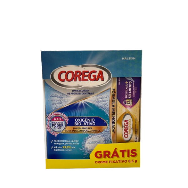 Corega Bio Active tablets (30 units) + Free gift: Maximum hold cream (8.5g) - Healtsy