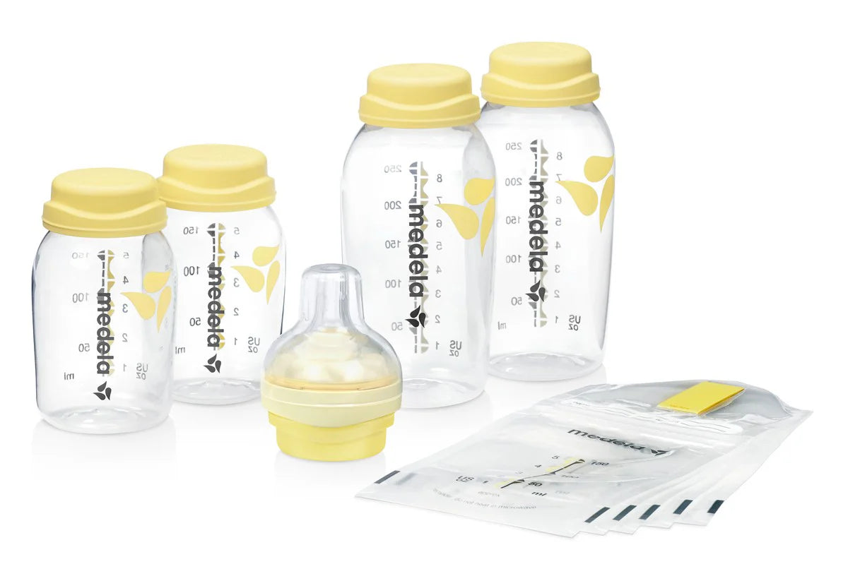 Pigeon baby bottle set with accessories on a white background