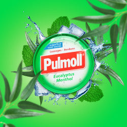Pulmoll Eucalyptus + Menthol Tablets without Sugar - 45g - Healtsy