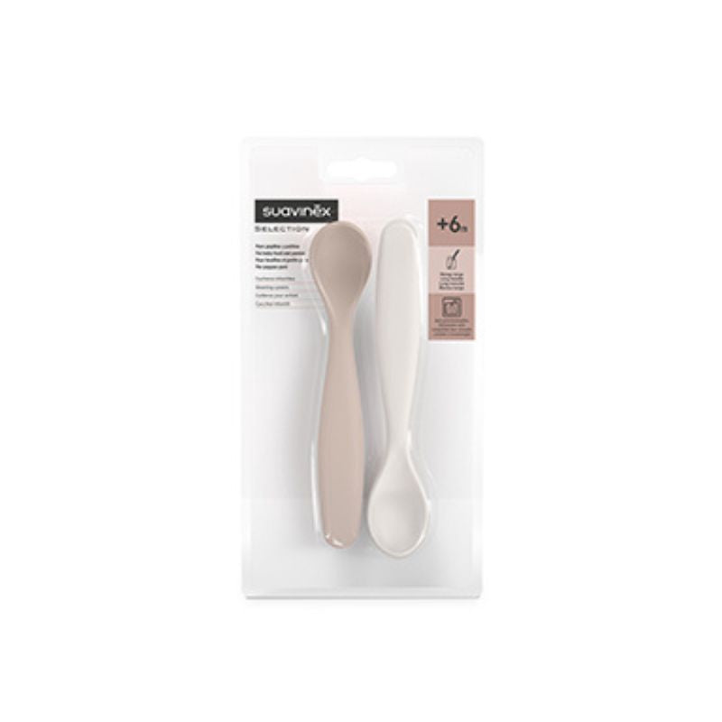 Suavinex Pink/White Spoon Set +6M (2 units) - Healtsy