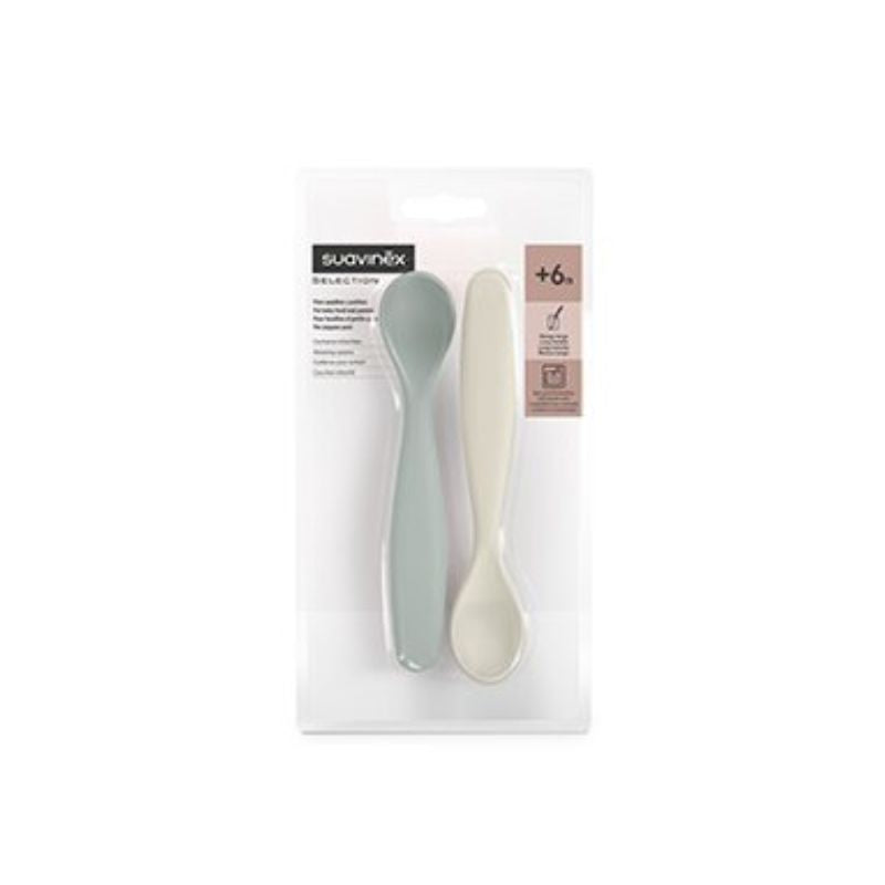 Suavinex Blue/Gray Spoon Set +6M (2 units) - Healtsy