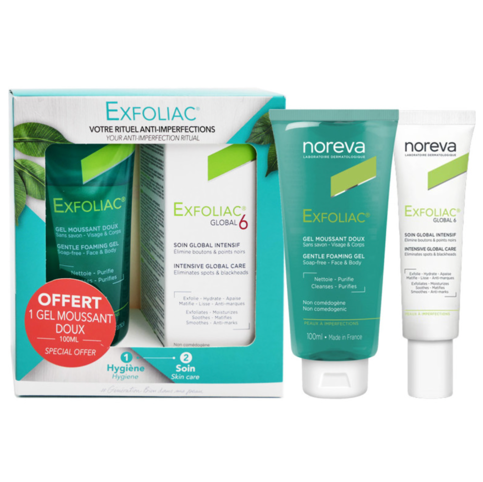 Noreva Exfoliac Global X-Pro - 30ml + Free Offer Purifying Gel - 100ml - Healtsy