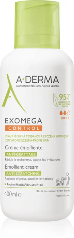 A-Derma Exomega Control Emollient Cream - 400ml - Healtsy