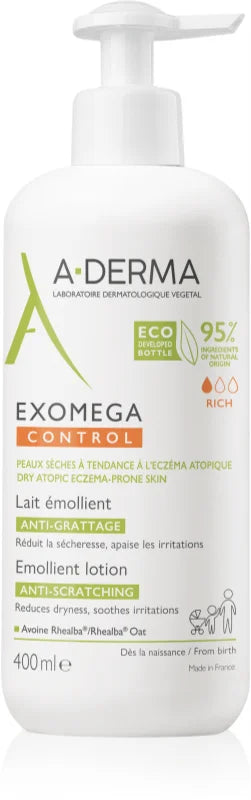 A-Derma Exomega Control Emollient Milk - 400ml - Healtsy