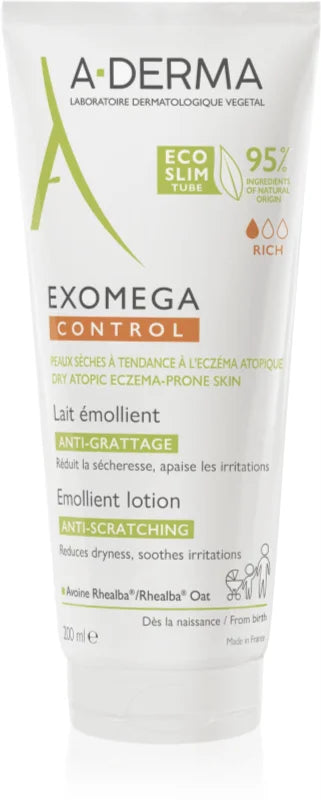 A-Derma Exomega Control Emollient Milk - 200ml - Healtsy