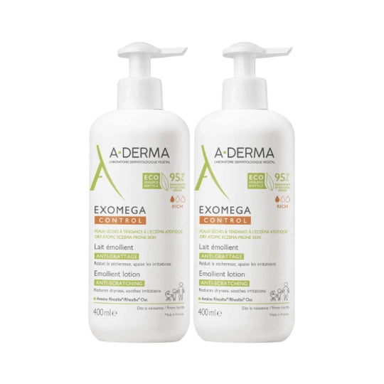 A-Derma Exomega Control Emollient Milk - 400ml (Double Pack) - Healtsy