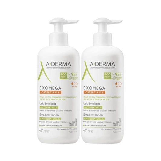 A-Derma Exomega Control Emollient Milk - 400ml (Double Pack) - Healtsy