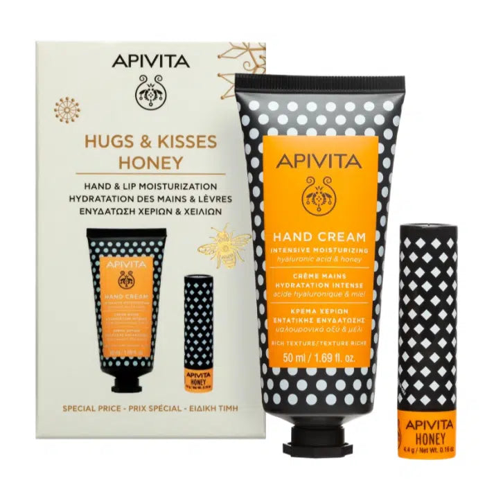 Apivita Gift Set Hugs and Kisses Hand Cream Honey 50ml + Stick Lab Honey 4.4g - Healtsy