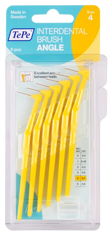 Tepe Angle Interdental Brush 0.7mm Yellow (x6 pcs) - Healtsy