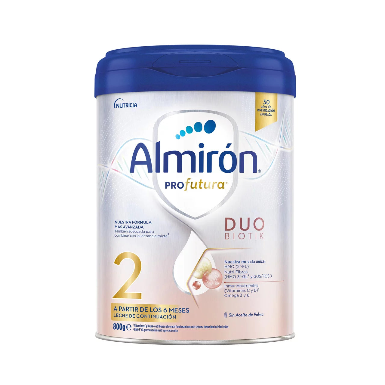 Almirón ProFutura Duo Biotik baby formula can on a white background