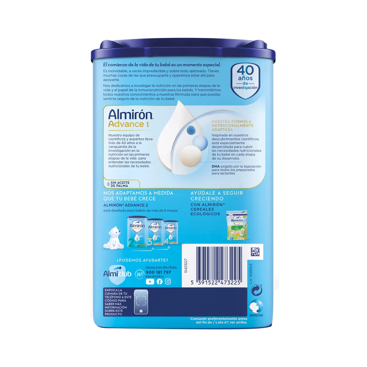 Almirón Advance 1 baby formula packaging on a white background