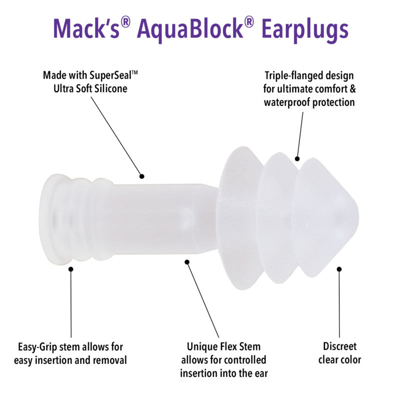 Mack S Aquablock Silicone Earplug (x4 units) - Healtsy