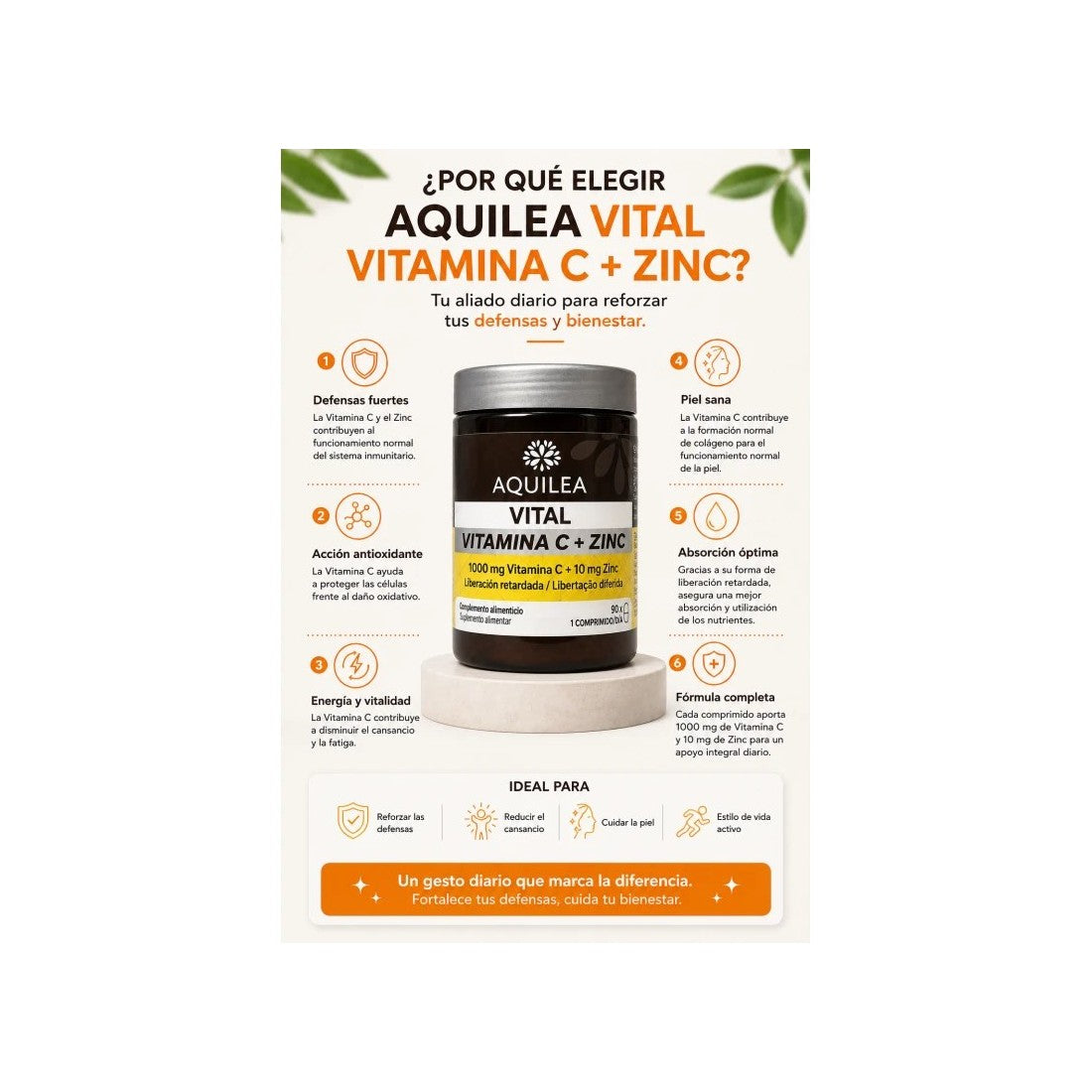 Aquilea Vital Vitamin C + Zinc (x90 tablets) - Healtsy
