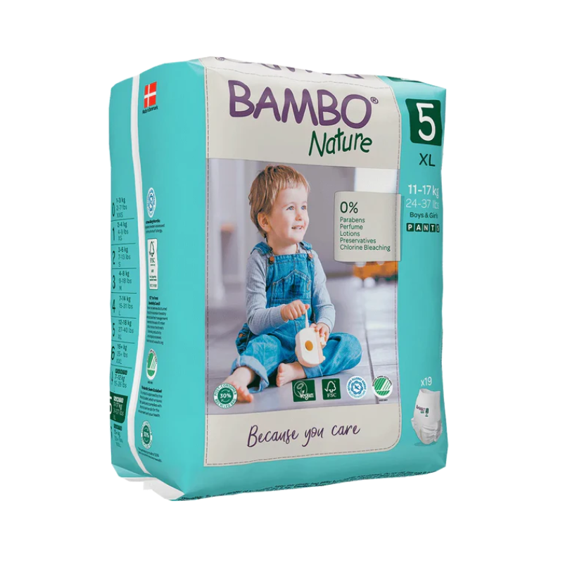 Bambo Nature Diapers Pants- Size 5 - XL - 12-18kg (19 units) - Healtsy