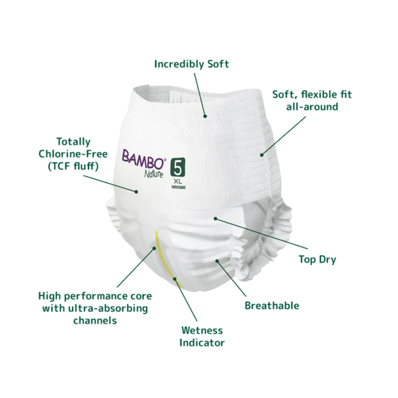 Bambo Nature Diapers Pants- Size 5 - XL - 12-18kg (19 units) - Healtsy