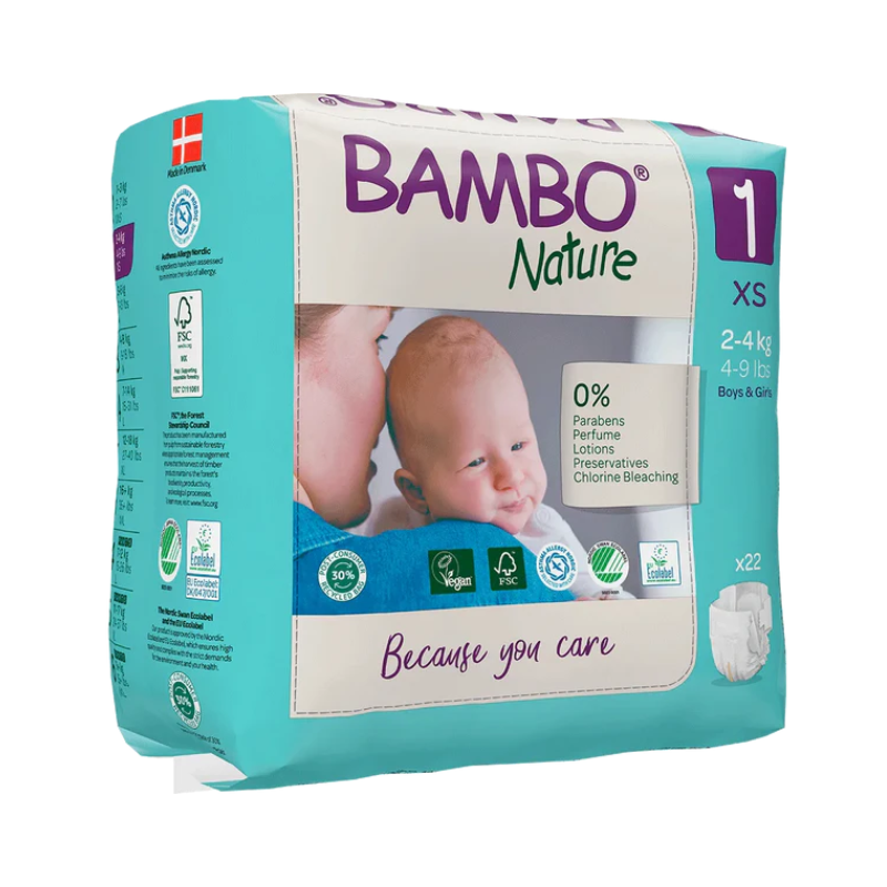 Bambo Nature Diapers - Size 1 - XS - 2-4kg (2 units) - Healtsy