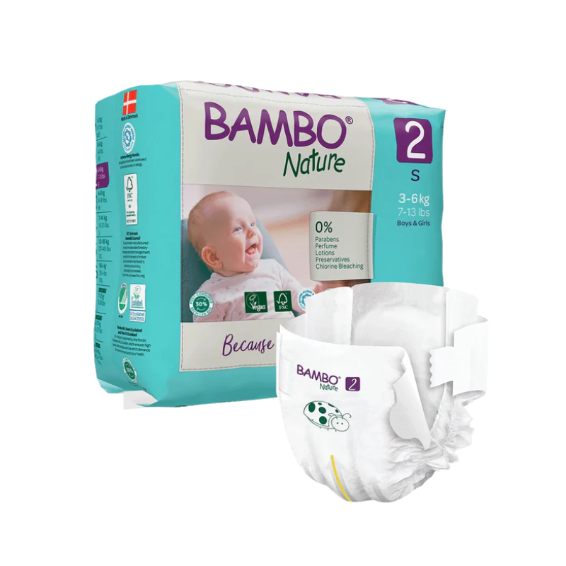 Bambo Nature Diapers - Size 2 - S - 3-6kg (30 units) - Healtsy