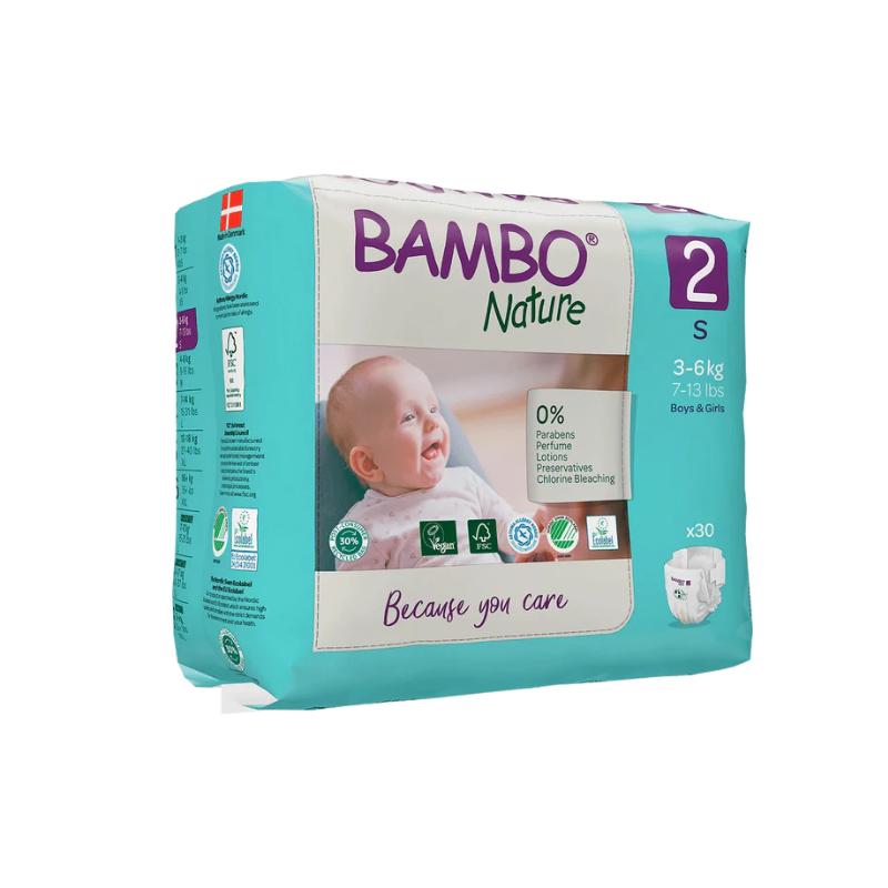 Bambo Nature Diapers - Size 2 - S - 3-6kg (30 units) - Healtsy