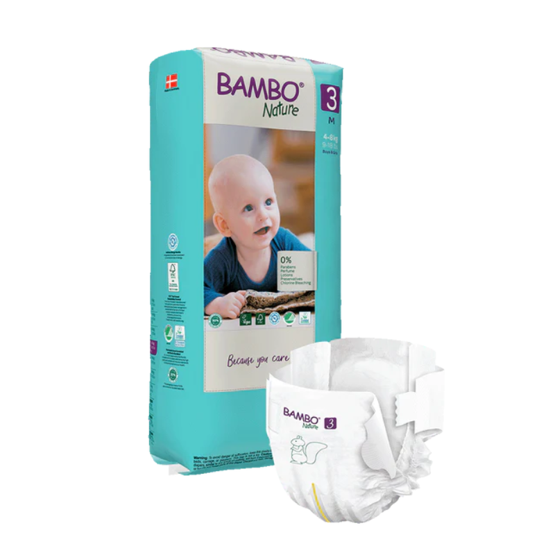 Bambo Nature Diapers - Size 3M - 4-8kg (52 units) - Healtsy