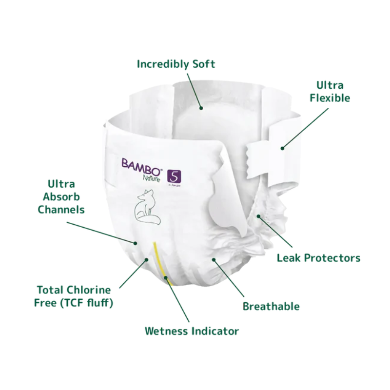 Bambo Nature Diapers _Size 5_ XL_ 12-18Kg (44 units) - Healtsy