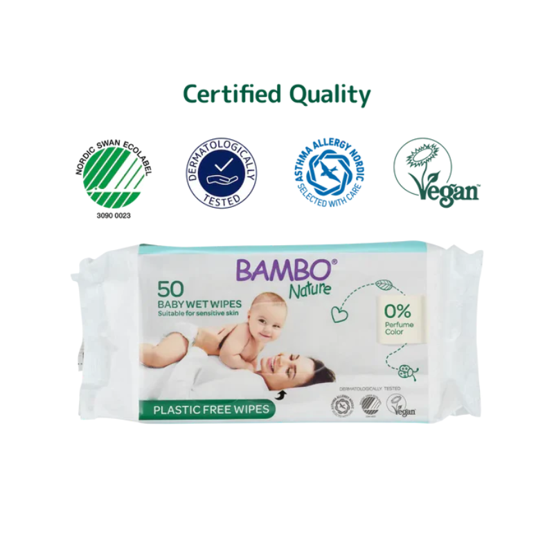 Bambo Nature Plastic-Free Wipes (50 units) - Healtsy