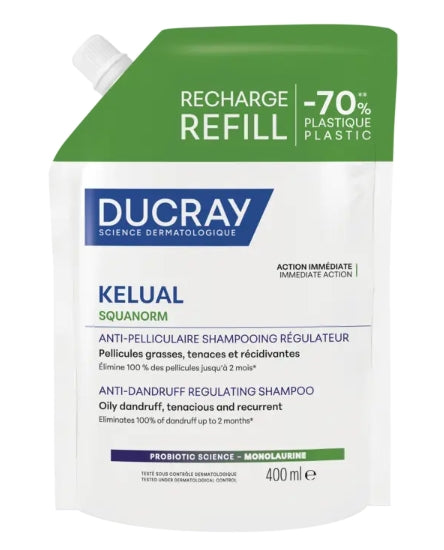 Ducray Kelual-Squanorm Shampoo for Oily Dandruff Refill 400ml - Healtsy