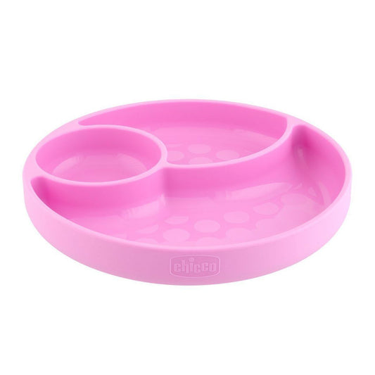 Chicco Silicone Divided Plate - Pink - 12M+ (ref. Ch.Ali10216160000) - Healtsy