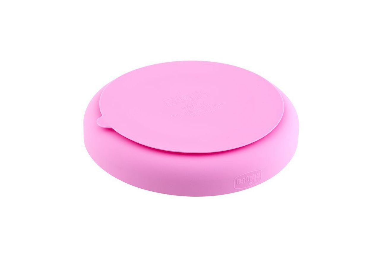 Chicco Silicone Divided Plate - Pink - 12M+ (ref. Ch.Ali10216160000) - Healtsy