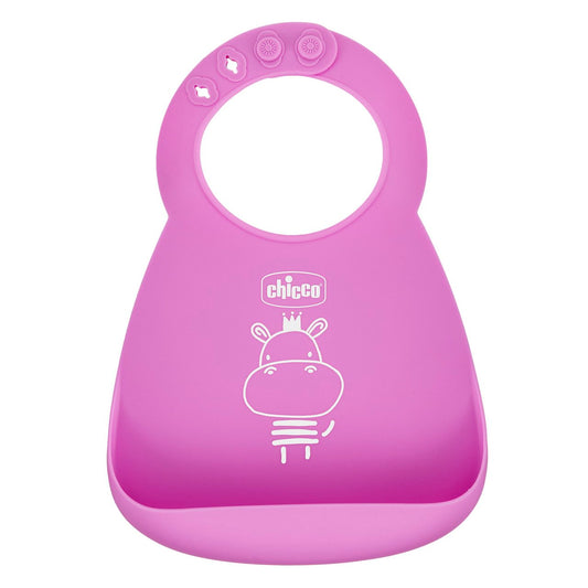 Chicco Pink Silicone Bib 6M+ (ref. Ch. Ali10219160000) - Healtsy