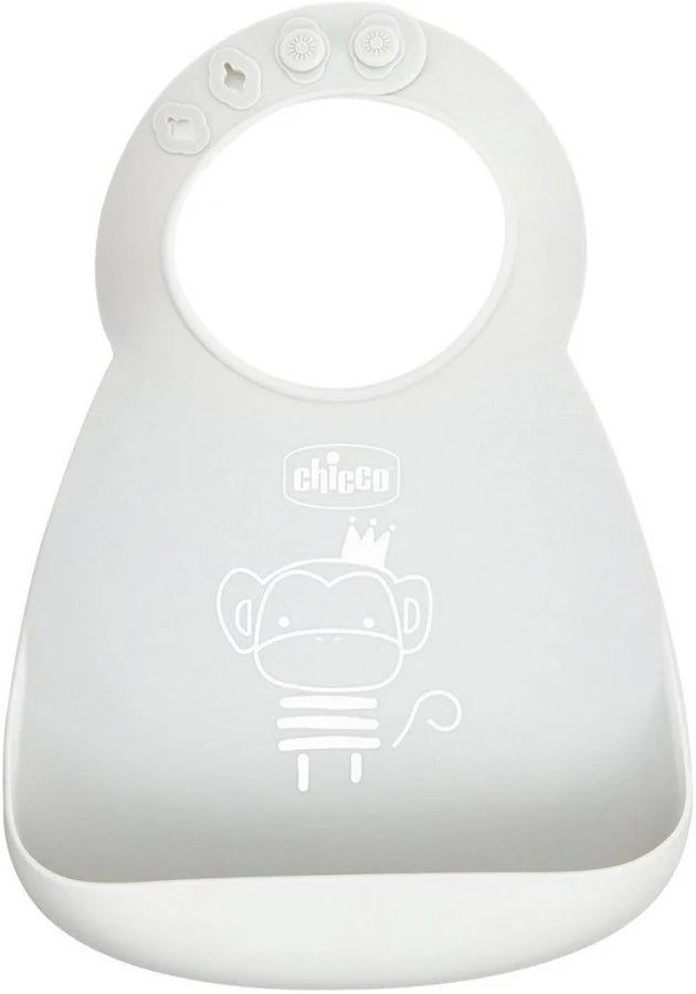 Chicco Neutral Silicone Bib 6M+ (ref. Ch.Ali10219360000) - Healtsy