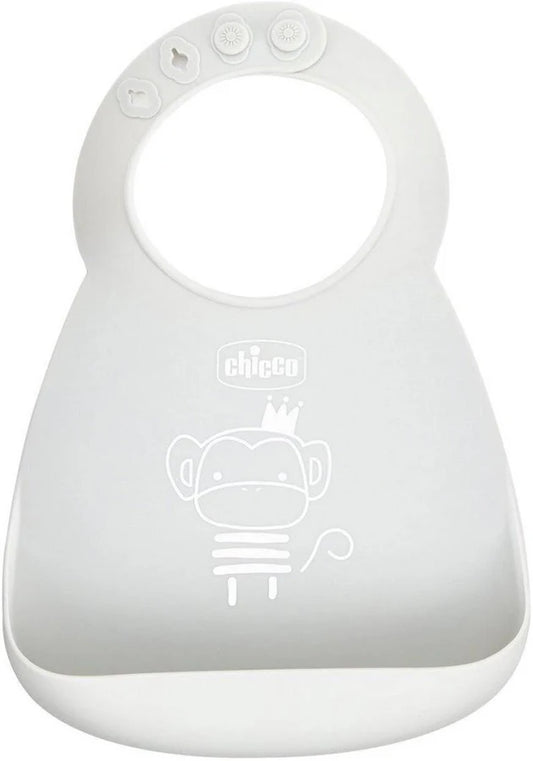 Chicco Neutral Silicone Bib 6M+ (ref. Ch.Ali10219360000) - Healtsy