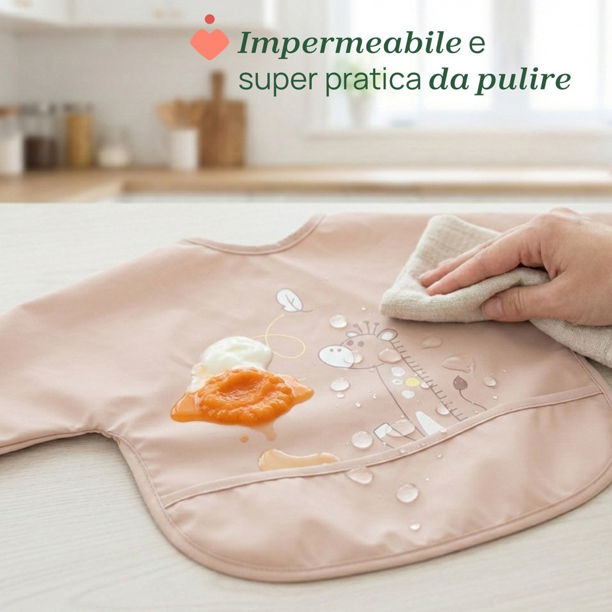 Chicco Fabric Bib with Sleeves Pink 6M+ (ref. Ch.Ali16302150000 ) - Healtsy