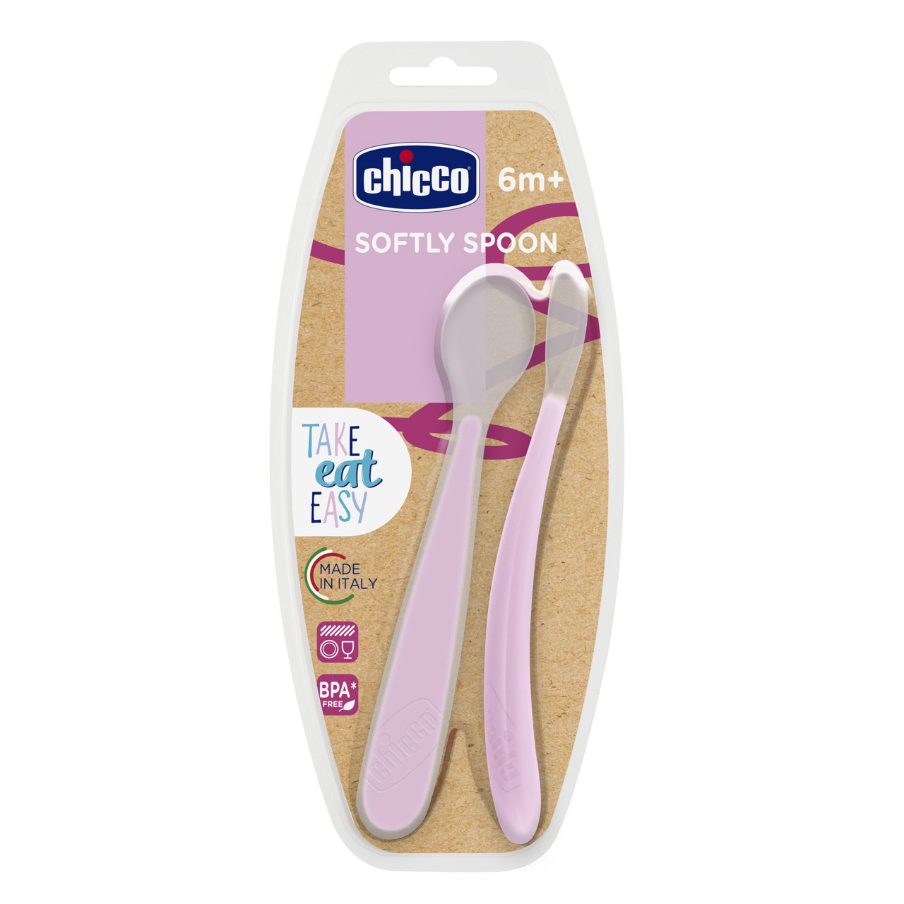 Chicco Pink Silicone Spoon 6M+ (Double Pack) (ref. Ch.Ali6828160000) - Healtsy