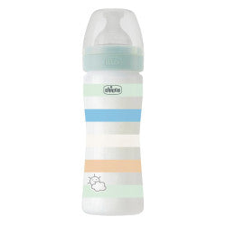 Chicco WellBeing_ Silicone_ Medium Flow_ Green Bottle - 250ml - Healtsy