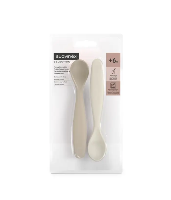 Suavinex Brown/Gray Spoon Set +6M ( 2 units) - Healtsy