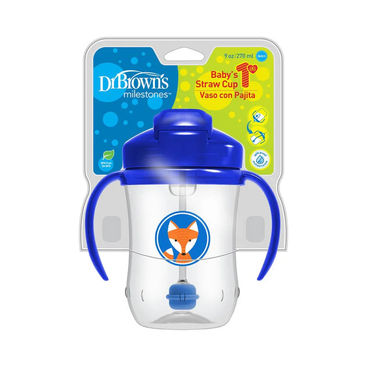 Dr. Brown's Blue Straw Sippy Cup 270ml - Healtsy
