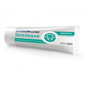 Elgydium Clinic Sensileave toothpaste tube on a white background