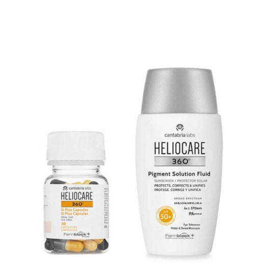 Heliocare 360° D Plus Capsules (X30 units) + Pigment Solution Fluid Sunscreen SPF50+ - 50ml (Special Price Pack) - Healtsy