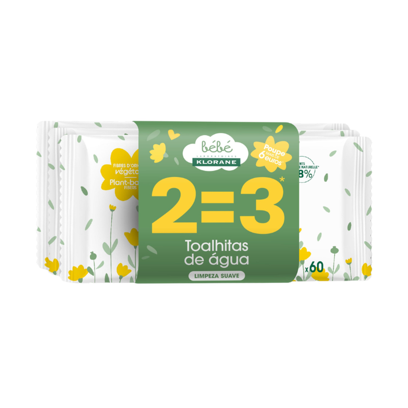 Klorane Baby Water Wipes (3 x 60 units) - Healtsy