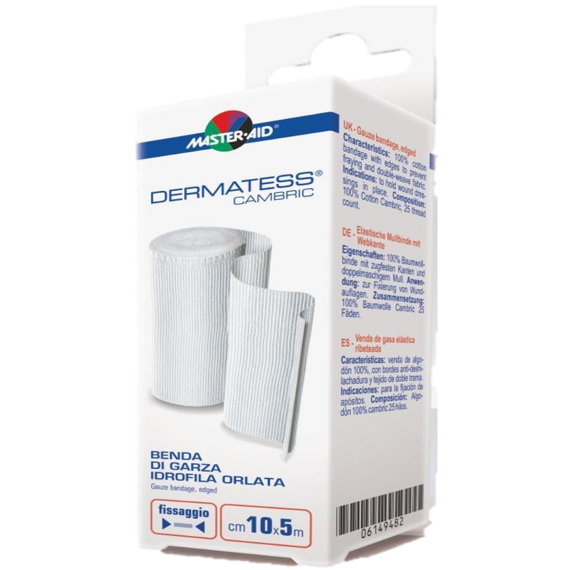 MasterAid Dermatess Elastic Gauze Bandage with Edge - 5m x 10cm - Healtsy